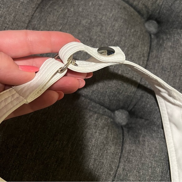 I.AM.GIA Vixra white faux leather corset top backless halter top size M - Picture 8 of 13